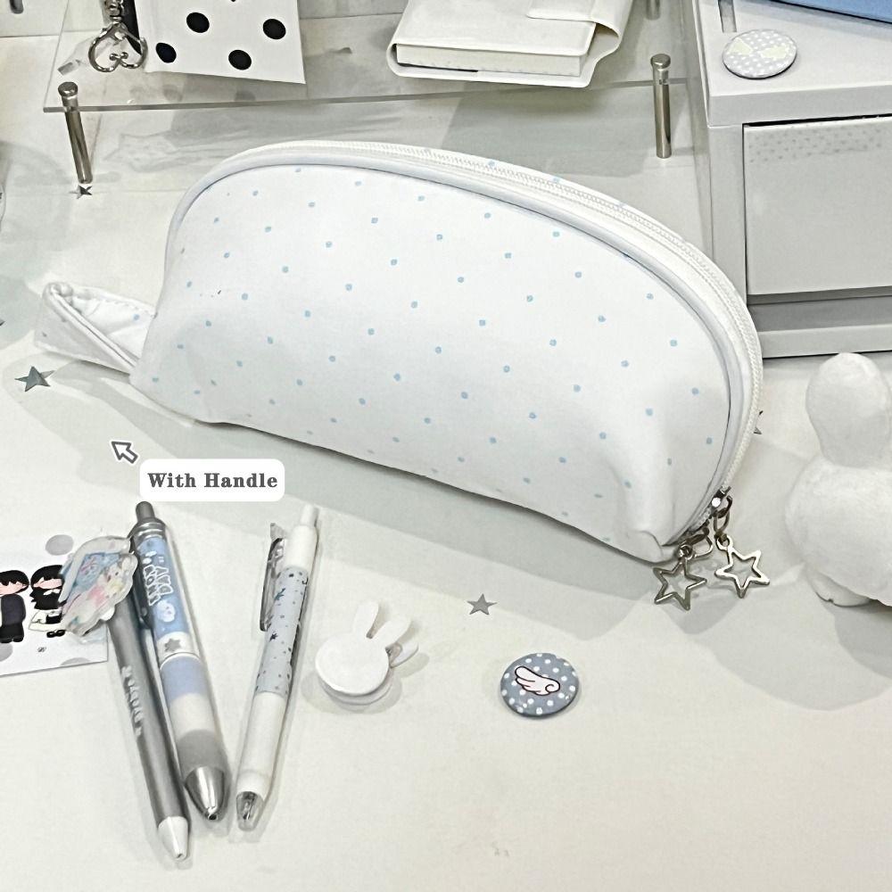 Polka Dot Pen Bag Shell Shape Pencil Pouch Multi Function Stationery Bag  School Office