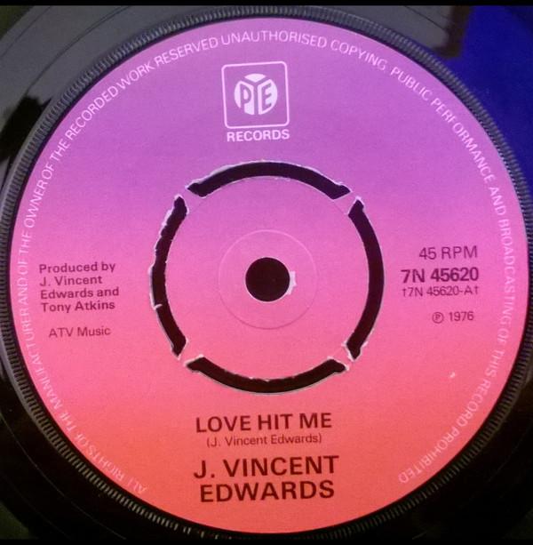 7-дюймовая пластинка J. ВИНСЕНТ ЭДВАРДС Love Hit Me 7N45620 Pye Records 1976 UK Рок Б/у