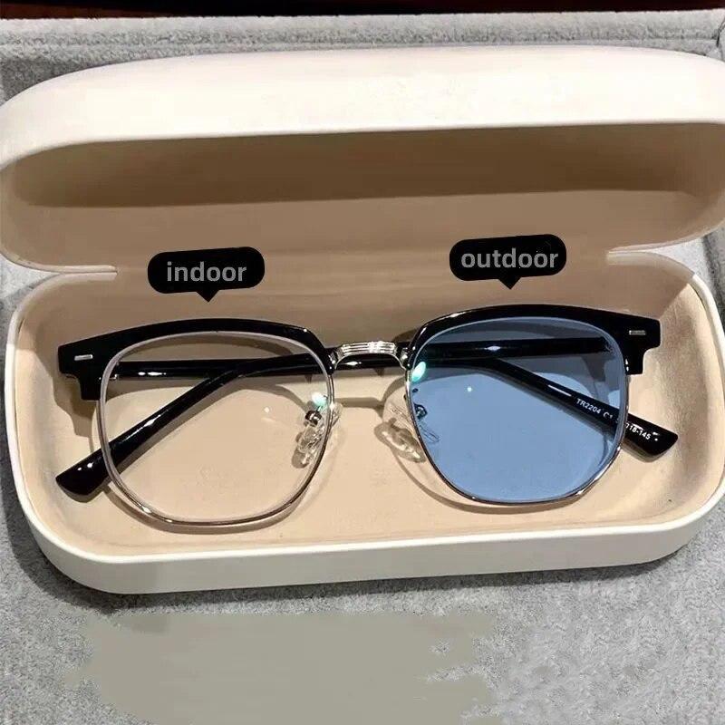 Модные фотохромные очки для мужчин и женщин, большие очки для близорукости, уличные изменяющие цвет очки для близорукости, диоптрии