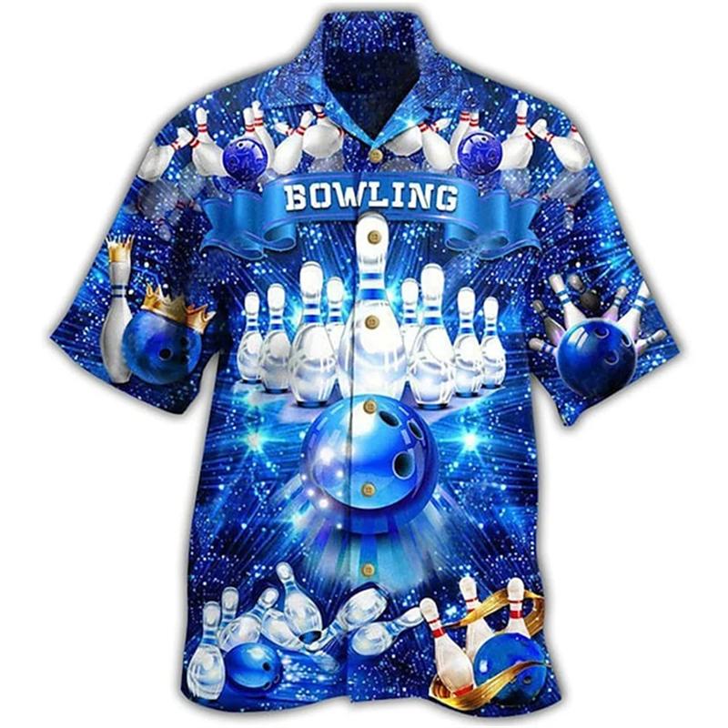New Vintage Bowling Pattern 3D Print Men's Shirts Classic Street Shirt Oversized Men Womens Clothes Blouse