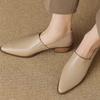 Fashion Retro Pointed Toe Kick Loafers Shoes for Women In Spring 2025, New Style with Thick and Medium Heels, Casual Small Leather Shoes