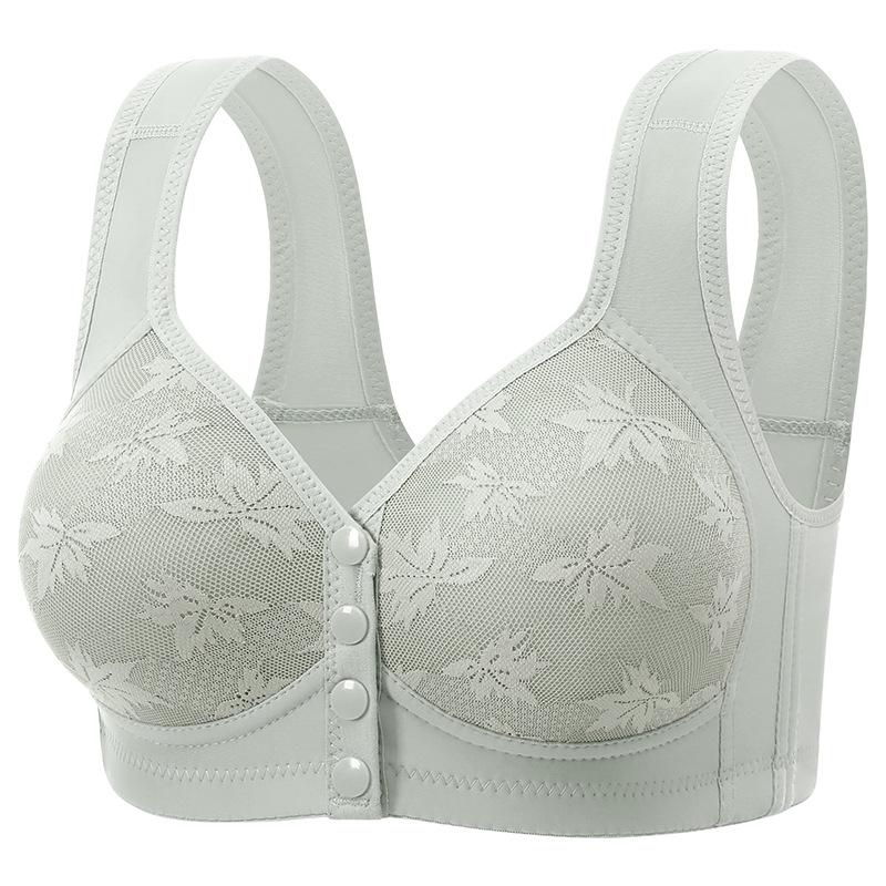 Women's Soft Cotton Front Buckle Wireless Vest Bra - Plus Size, Breathable, Comfortable, Thin Cup, Floral