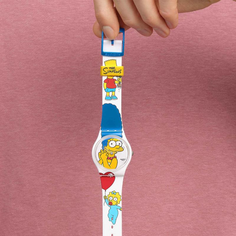 Swatch Кварцевые часы 30м водозащита Повседневные часы 34мм Белый циферблат Корпус из био-основы Силиконовый ремешок Женские часы SO28Z116