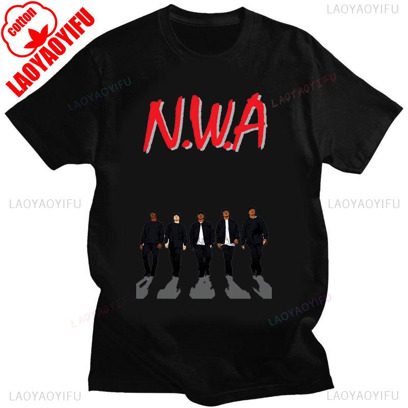 Прямиком из КОМПТОНА Мужская модная хлопковая футболка Черная Классический постер к фильму Графическая футболка Уличная одежда Летняя мужская одежда Подарок