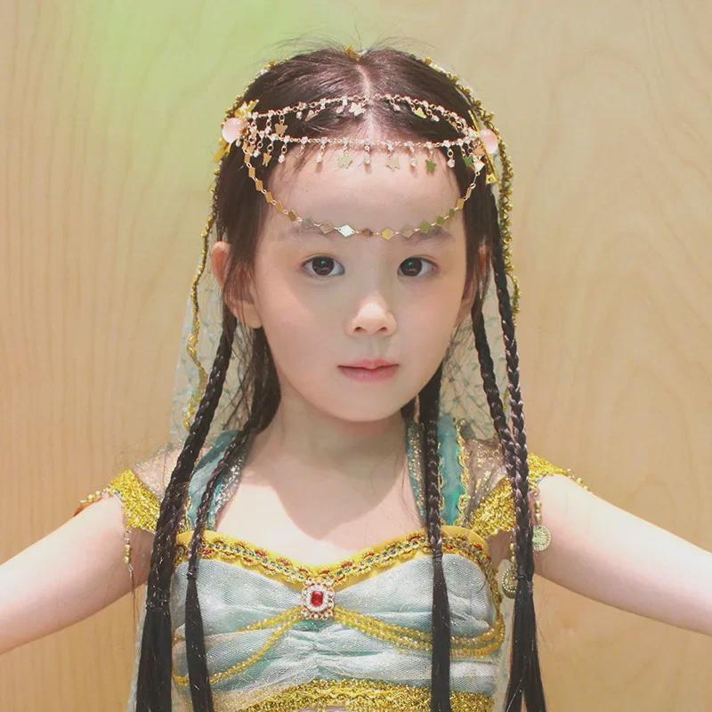 Заколка для волос в виде бабочки и кисточки в китайском стиле и цепочка на лоб для девочек