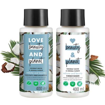 Love Beauty And Planet Кондиционер для объема и шампунь Bounty с кокосовой водой и цветами мимозы без сульфатов, 400 мл