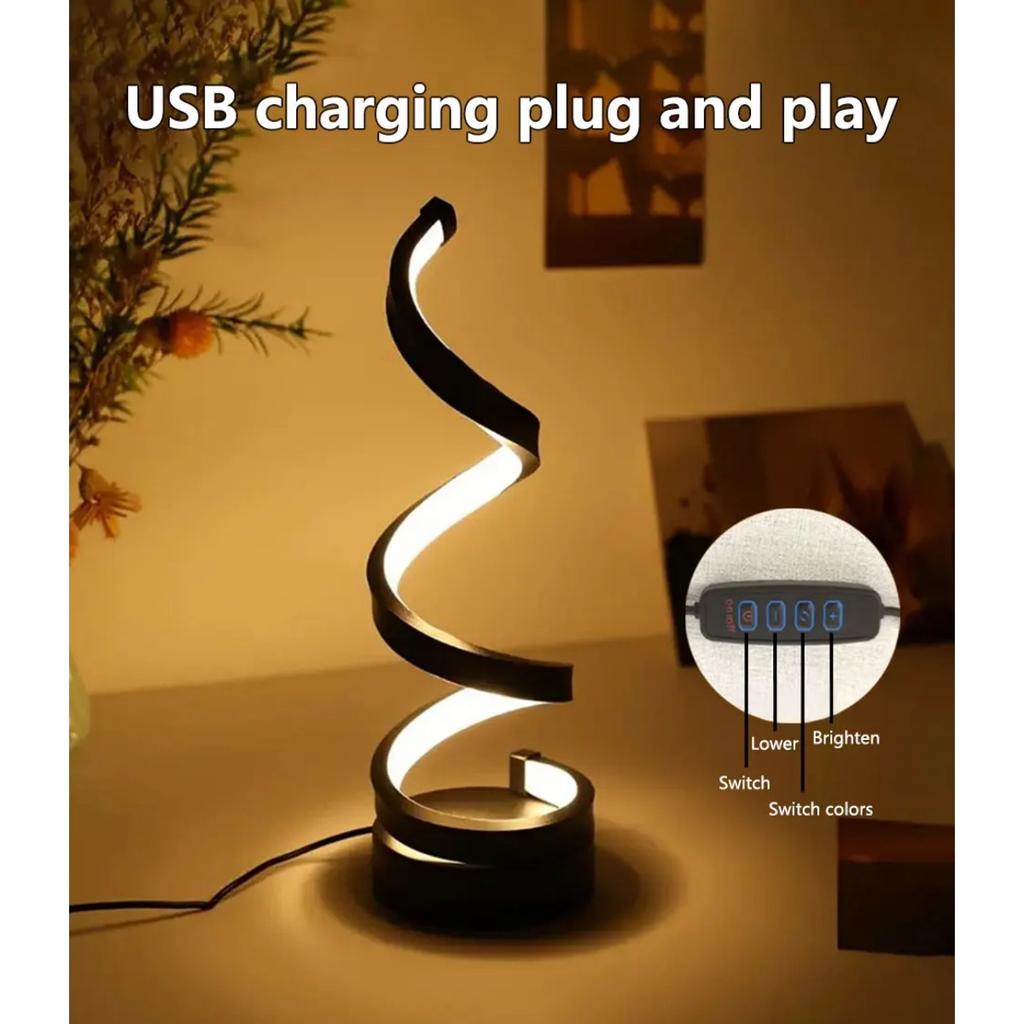 JOYBLISS USB Подключаемый Креативный Спиральный Светодиодный Ночник с Регулируемой Яркостью 3 Цвета Регулируемый для Гостиной Офисного Стола Прикроватный Декор для Спальни