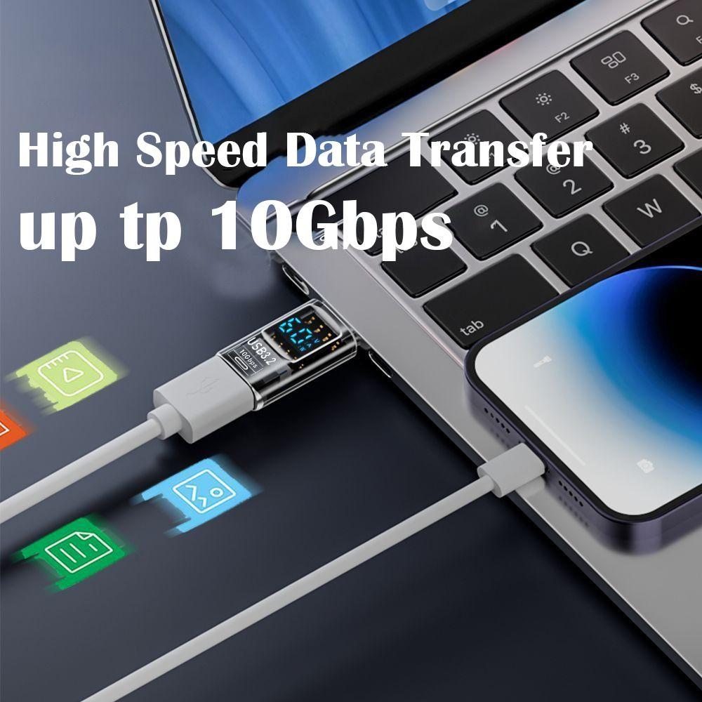 1 PCS 10Gbps USB 3.2 Adapter Digital LED Display USB C Extension Mobile Phone