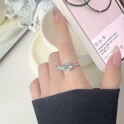 Серебряное кольцо-бантик в корейском стиле для женщин - Элегантное, тонкое и изысканное design