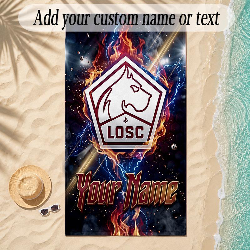 Beach TowelLOSC Lille Custom Name Text Personalized Soft Towel for Beach Pool Indoor Home Decor Gift