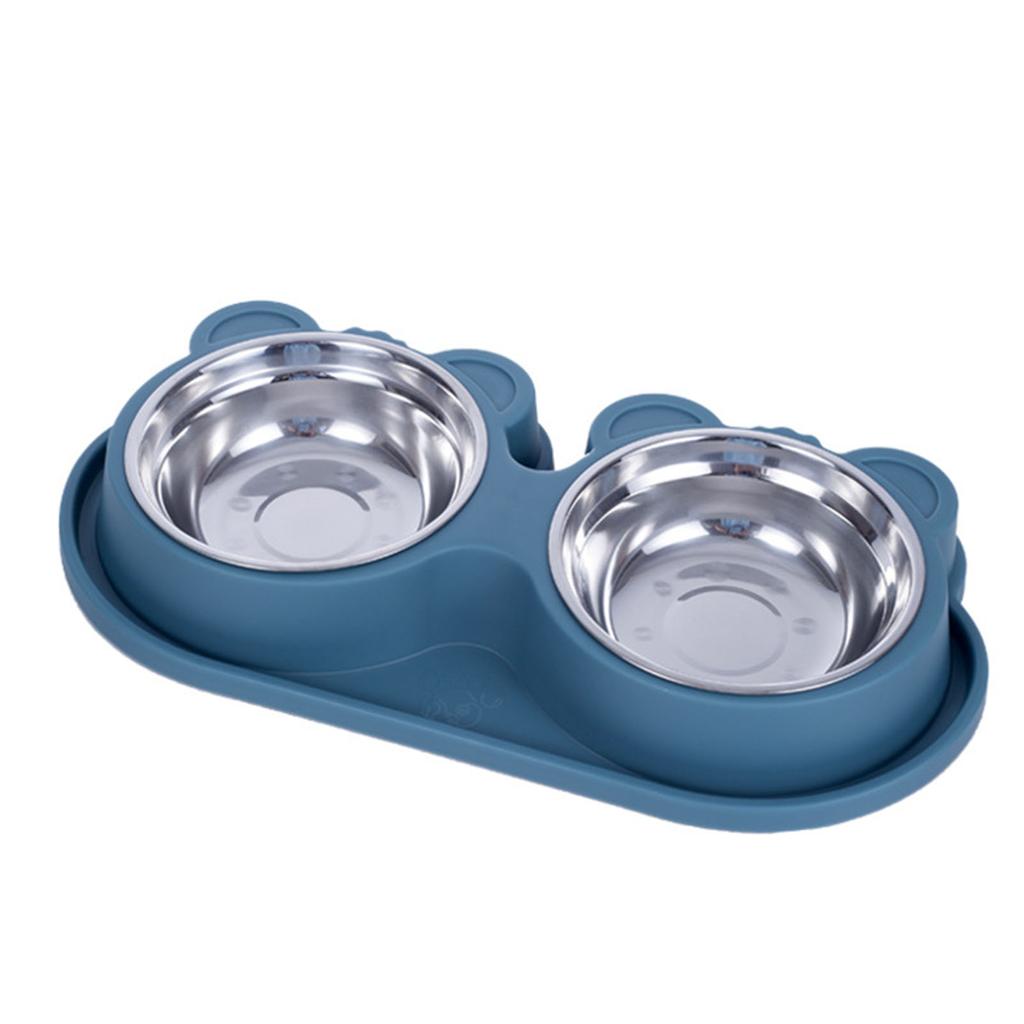 Pet Double Water Food Bowls Non Slip Stainless Steel Prevent Spill Double Dog Pet Feeding Station Fo