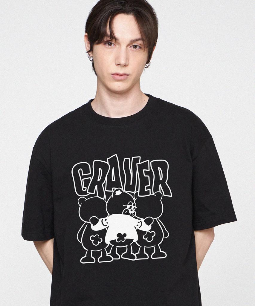 GRAVER [Unisex] 3 Bear Comics Logo Short Sleeve T-Shirt_Black