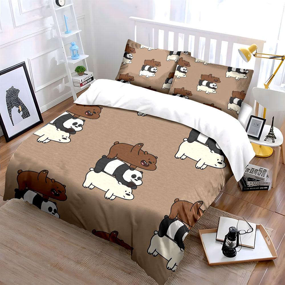 Cute Bear Stack Cartoon Print Bedding Duvet Cover Set Duvet Cover Pillowcases (1*Duvet Cover 2*Pillowcases, without duvet insert)