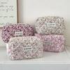 Floral Toiletry Pouch Large Capacity Handbag Portable Cosmetic Organizer Pouch Travel