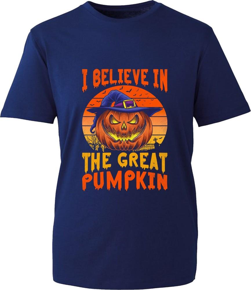 I Believe In The Great Pumpkin Tshirt Halloween Pumpkin With Witch Hat Tee Top