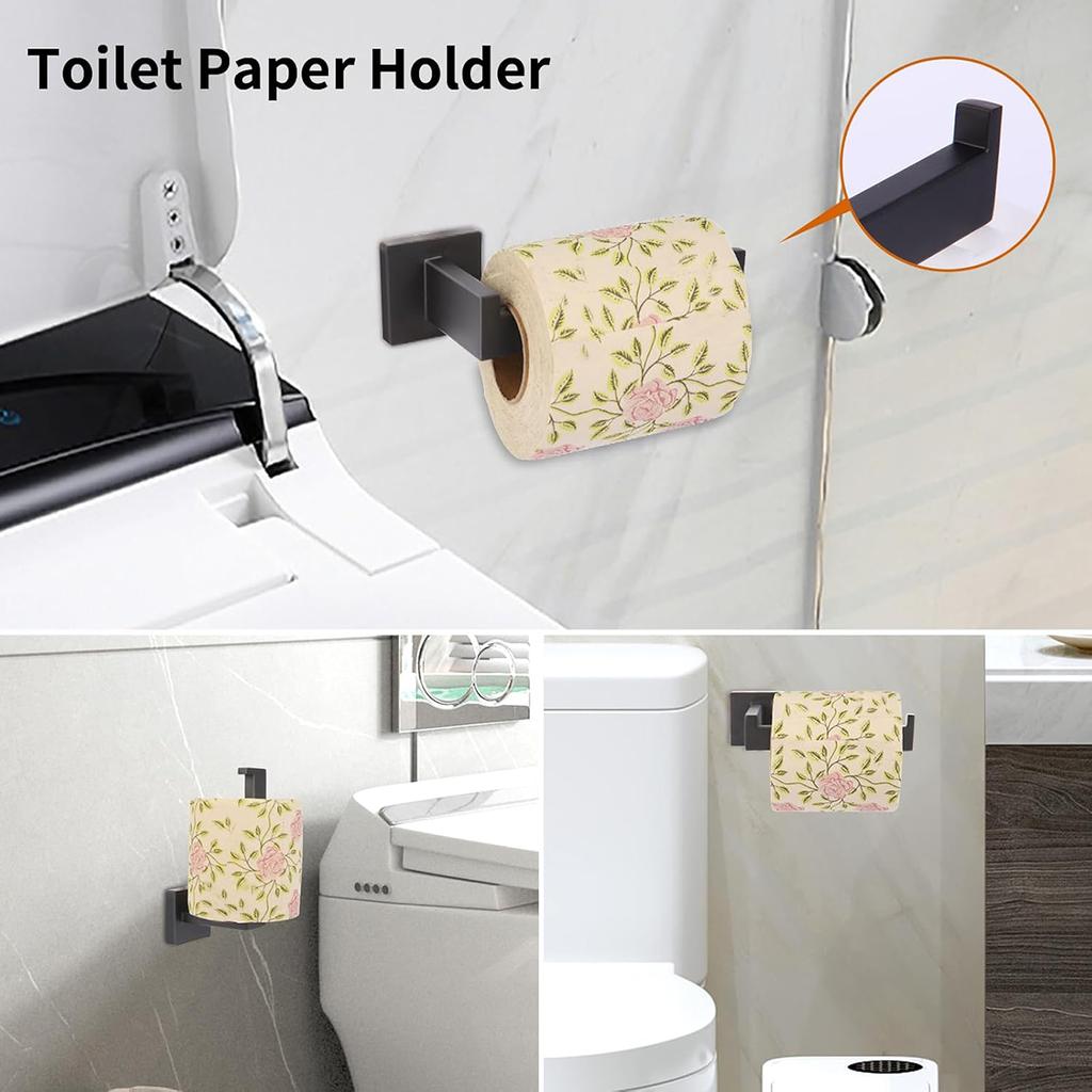 Комплект принадлежностей для ванной комнаты, матовая черная полка, крючок для халата, вешалка для полотенец, держатель для бумажных полотенец, комплект из нержавеющей стали