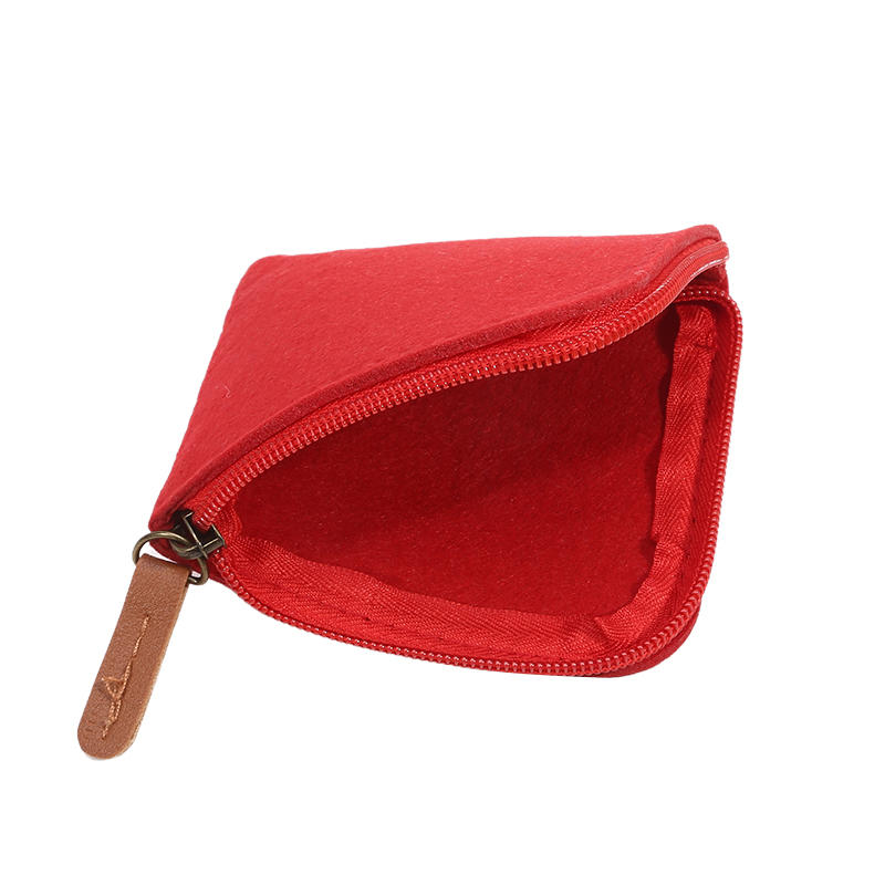 1PC Compact Women Men Short Card Holder Wallet Felt Change Pouch Portable Zipper Coin Purse