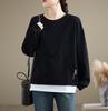 2024 Женская однотонная осенняя рубашка, футболка, свободный новый пуловер, повседневный топ с круглым вырезом и длинным рукавом, футболки
