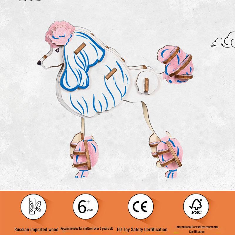 Милые животные DIY 3D деревянная головоломка для детей