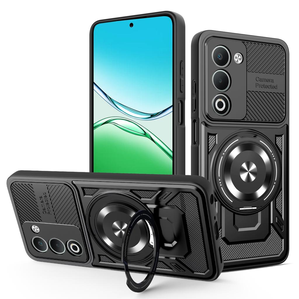 For Oppo A5 5G Magnetic Case Rotating Kickstand TPU+PC Phone Cover