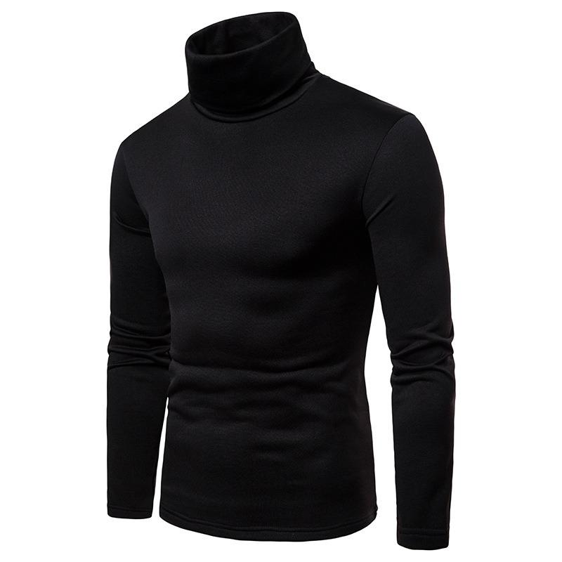 Men S Plus Size Fitted High Neck Long Sleeve Solid Color T Shirt