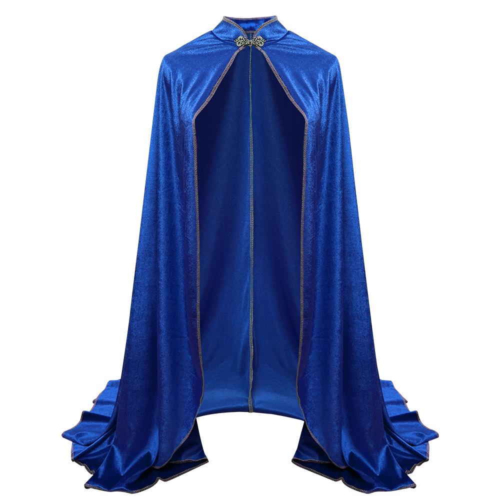 Medieval Velvet Cloak Cape for Women Men with Golden Trim Renaissance Halloween Costume Stage Performance Adult