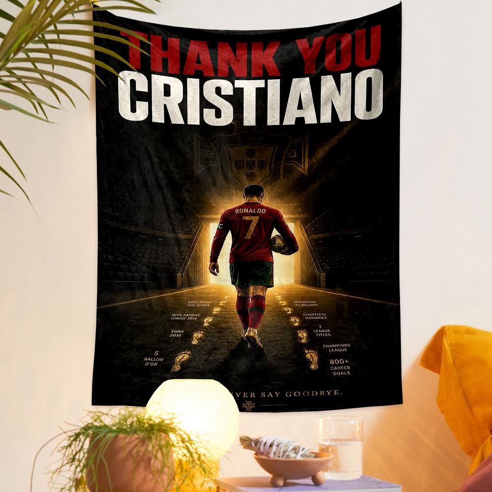 Thank You Cristiano Ronaldo Portugal 7 Farewell Football Bohemian Tapestry for Fans Home Decor