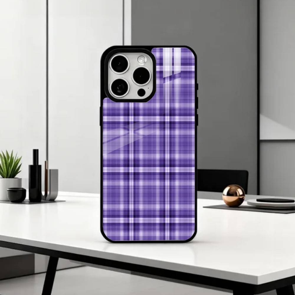Cool P-Purple P-Plaid Pattern Phone Case For iPhone17,16,15,14,13,12,11 Plus,Pro Max Magnetic For Magsafe Wireless Charging
