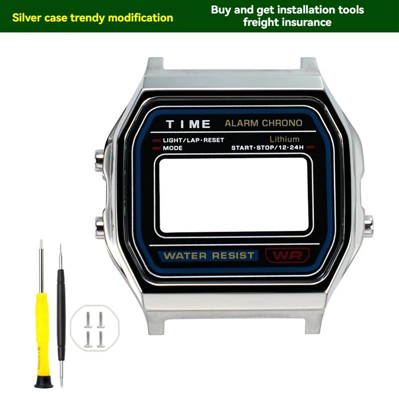 ONEMetal Комплект для модификации корпуса часов для Casio A158 A159 A168 AW158 A158WA A159W-N1 Корпус и ремешок из нержавеющей стали Металлический корпус часов ОбодокMN