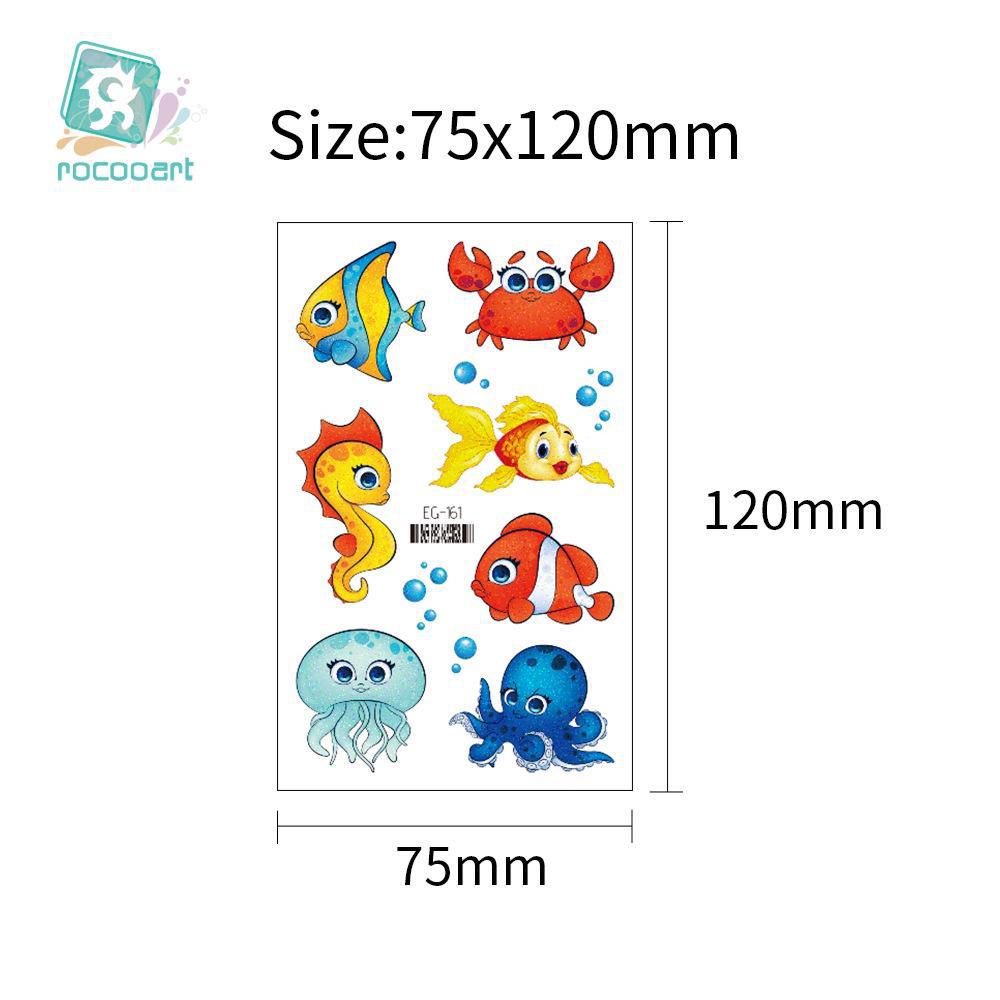 2023 Ruikalong водонепроницаемые блестящие морские животные мультфильм татуировки наклейки для детей