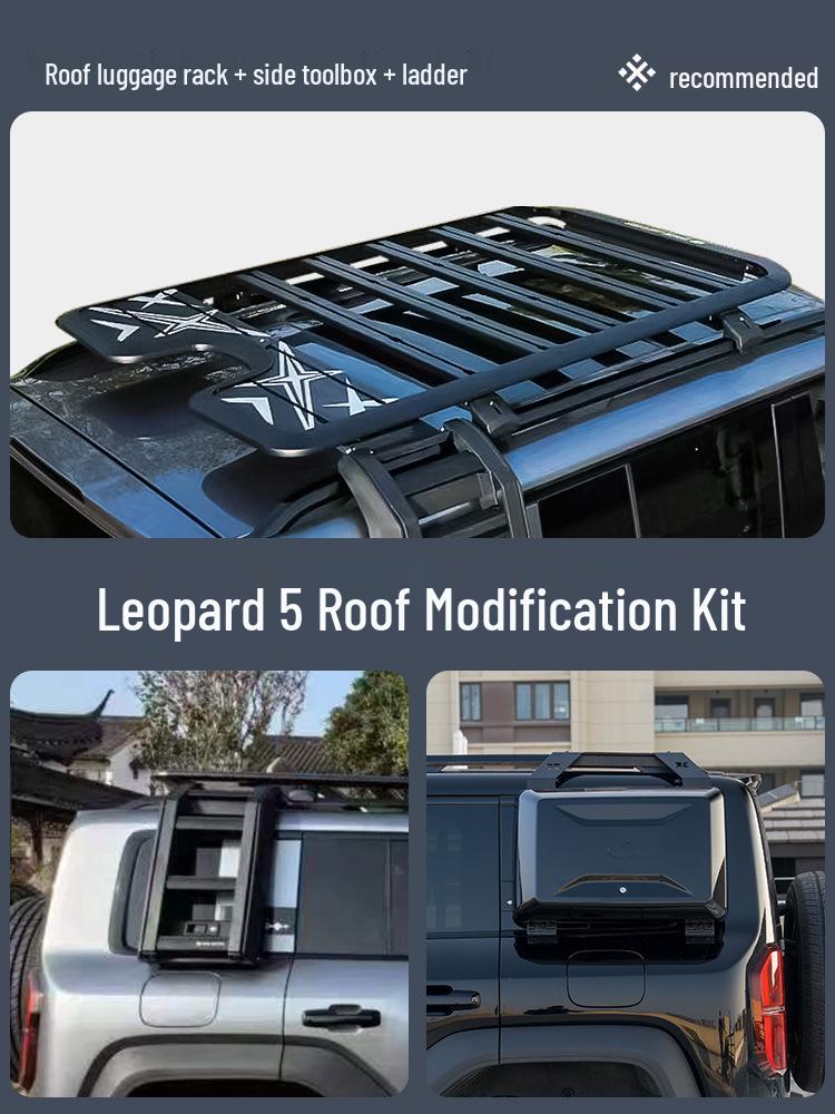 BYD Fangchengbao 5 Roof Rack: Aluminum Alloy Platform with Side Ladder and Storage Box for Camping & Off-Roading.