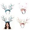 10Pcs Flower Antler Headbands Deer Horns Hairband Floral Reindeer Headpiece for Women Girls Halloween Cosplay Party Photo