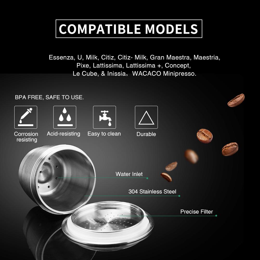 Icafilas Многоразовая Кофейная Капсула Для Nespresso Фильтры из Нержавеющей Стали Многоразовые Фильтры Эспрессо Для Эссенции Капсула Nespresso Качество
