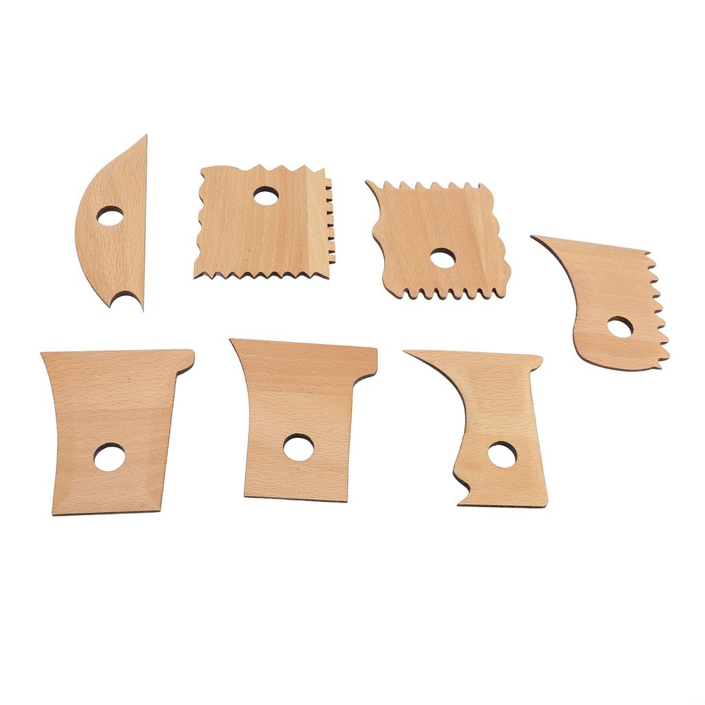 7Pcs Pottery Clay Foot Shaper Beech Wood Trimming Tools Ceramic Supplies for Carving Molding S