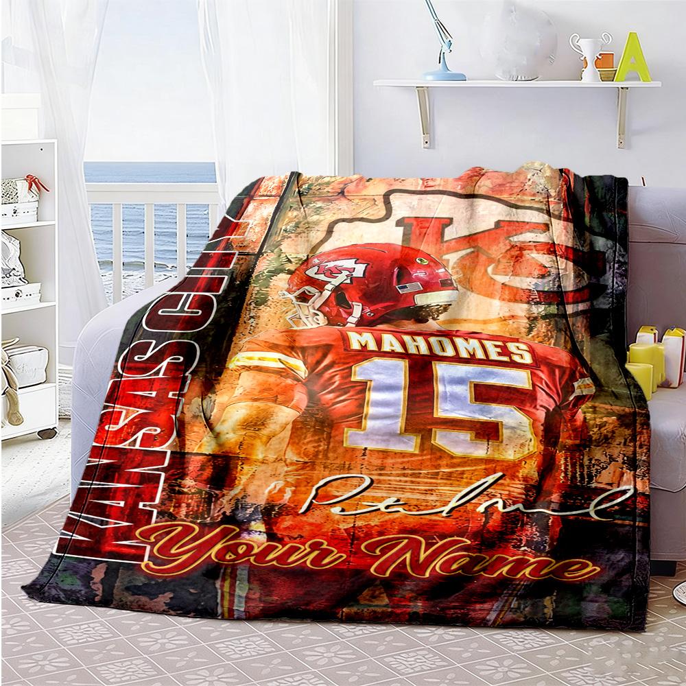 Kansas City Football Customize Text Blanket Lightweight Customizable Blanket Comfortable For Living Room Livingroom Bed Seaside For All Occasions