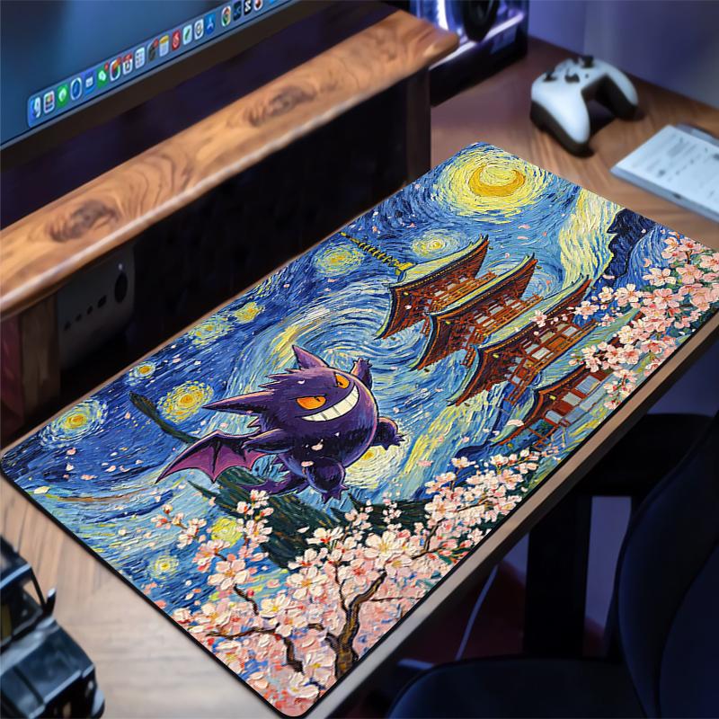 Mouse Pad Pokemon Gengar Sakura Pagoda Anime Gaming Accessories Keyboard Desk Mat Gabinete Gamer Rug Carpet Mousepad Mouse Mats