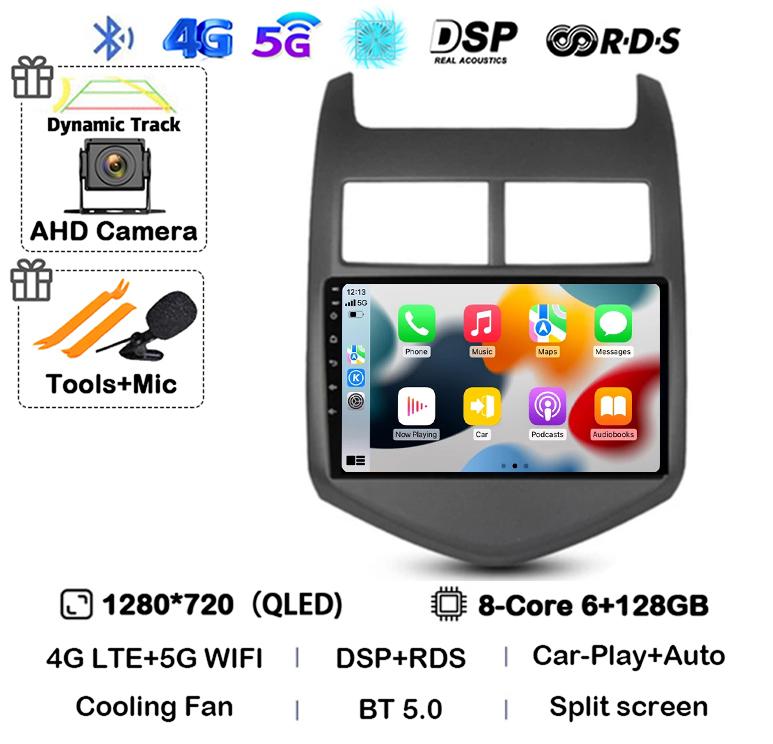 Android 14 CarPlay Auto для Chevrolet Aveo 2 Sonic T300 2011 2012 2013 2014 2015 Автомобильный радиоприемник, мультимедийный плеер, GPS, стерео, WIFI+4G