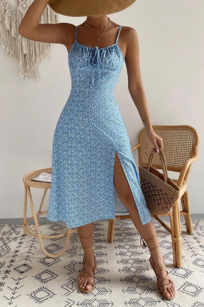 Bella Notte Floral Print Ruched Bust Summer Dress