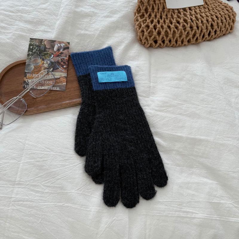 Женские длинные перчатки крупной вязки с цветными блоками для осени/зимы - Теплые, Защищающие от холода, Утепленные, для защиты рук при езде на велосипеде