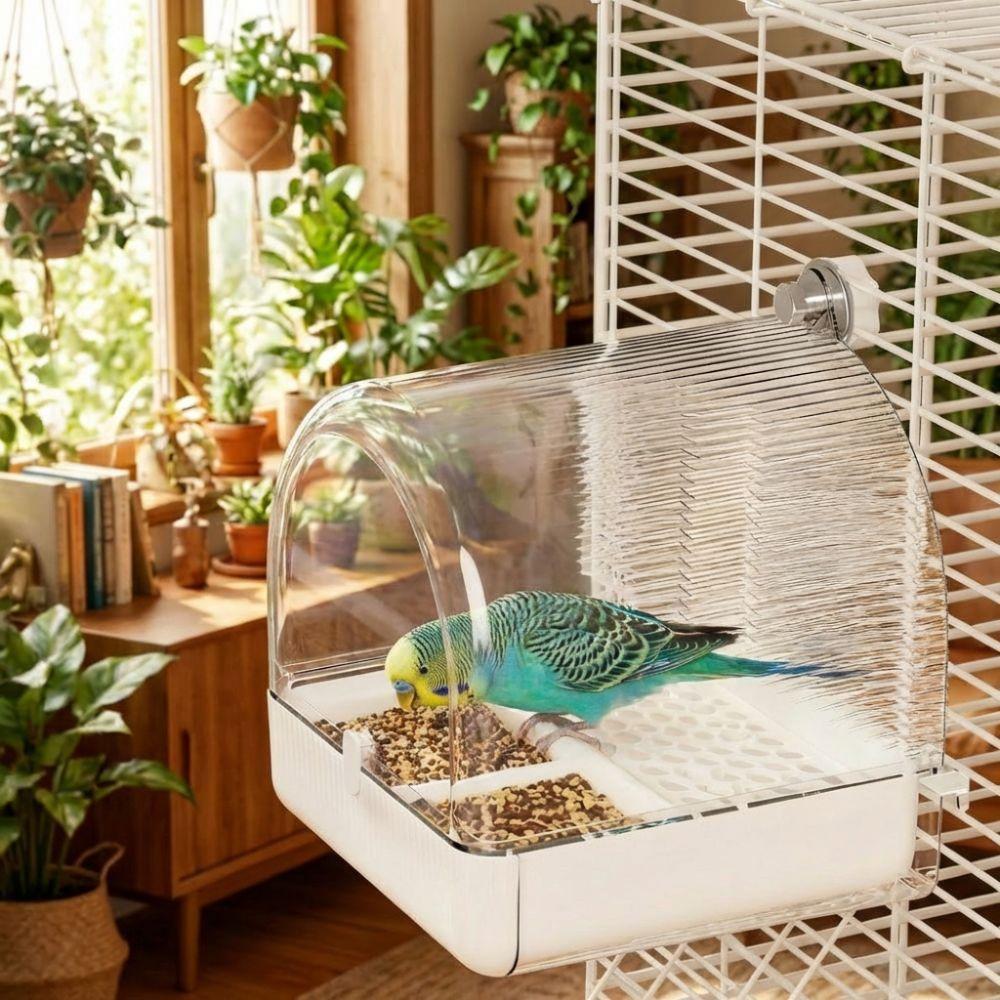 Transparent Parrot Bathtub Bottom Drawer Bird Birdbath Feeder Parrot Shower Box Grooming Supplies