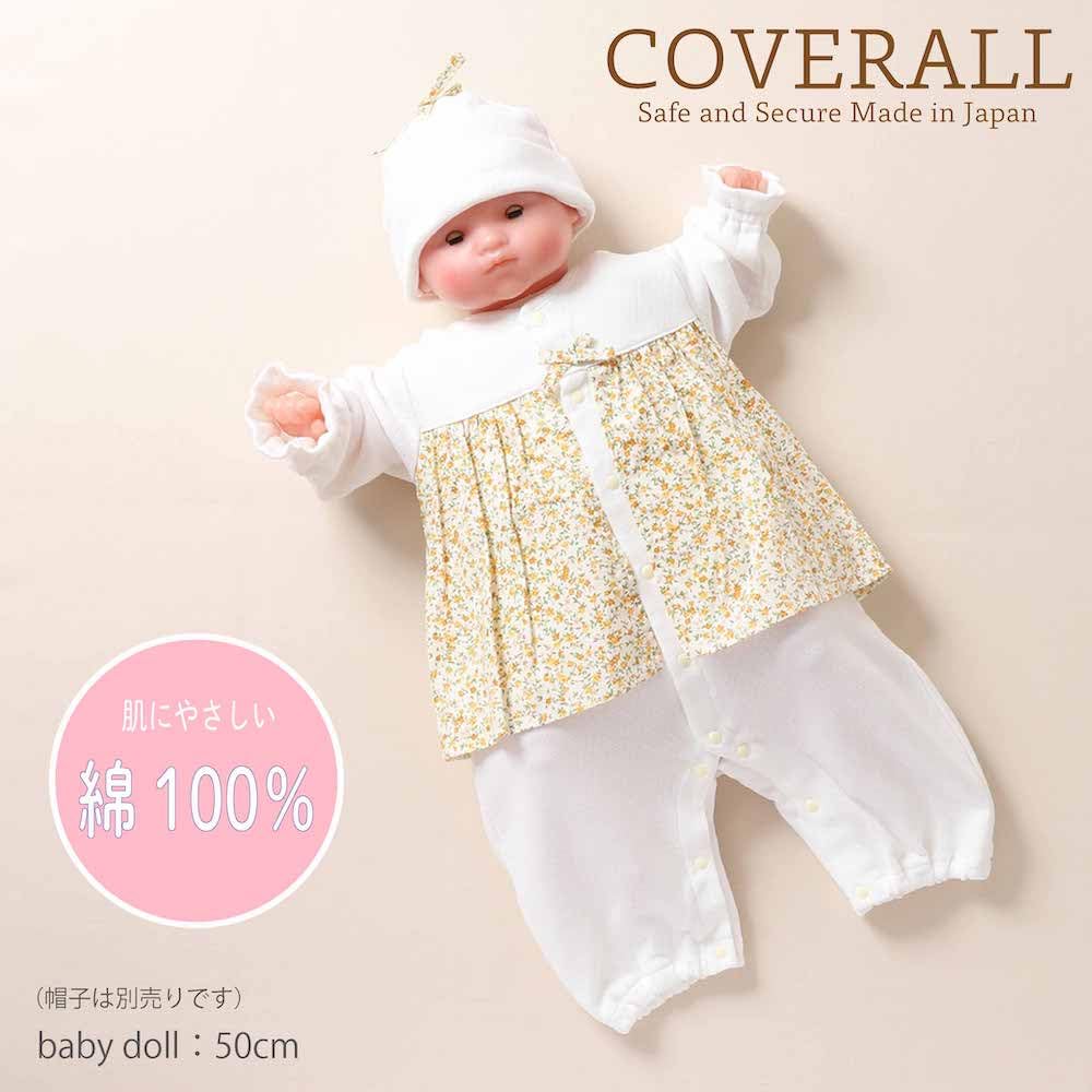 Cream De Coco Made In Japan Diamond Face Floral Print Coverall for Newborns and Floral Stylish Romper for Size Babies, Autumn/Winter Material, Warm,