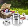Lixada Stainless Steel Bail Handle Camping Pot with Internal Steaming Dish Foldable Handle
