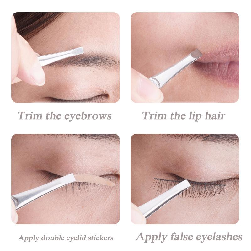 Stainless steel tweezers, eyebrow clamps, beauty false eyelashes, men's and women's slanted eyebrow shaping, beard plucking tool