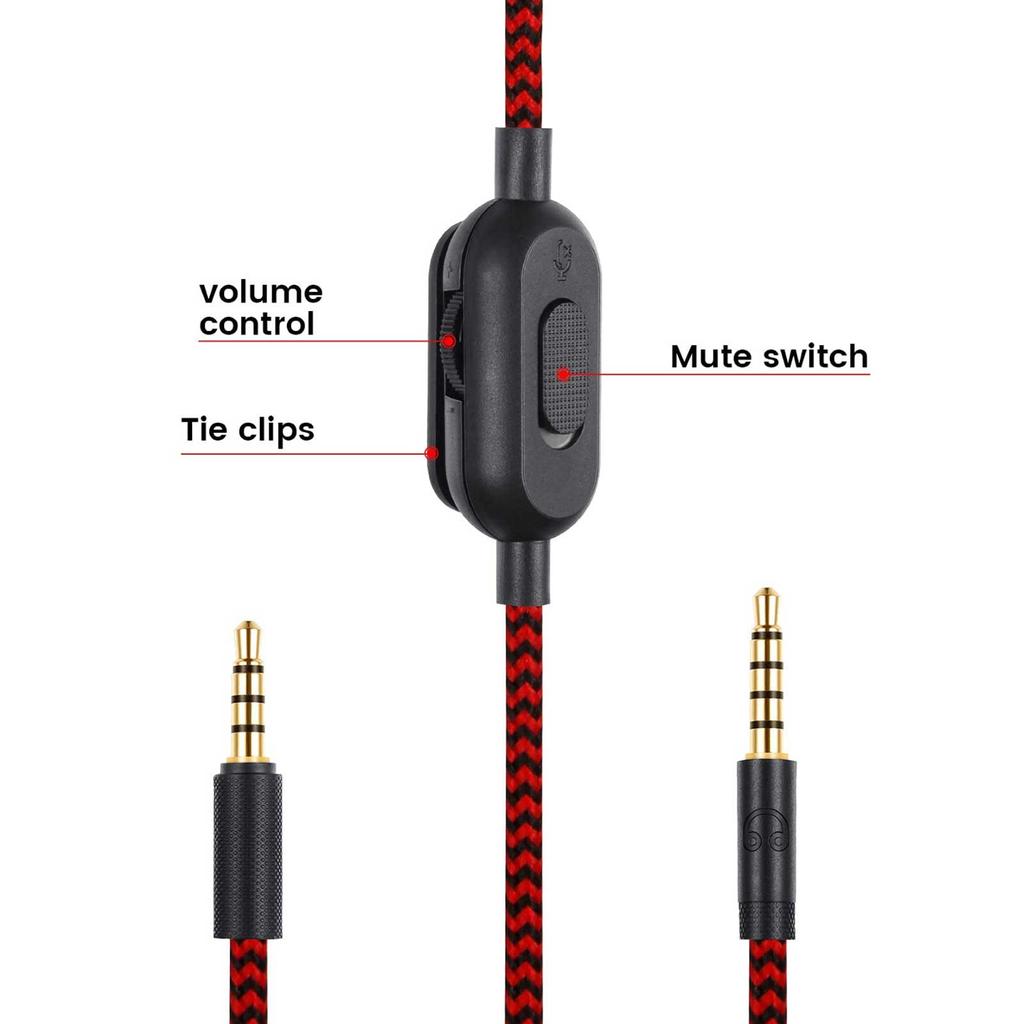 Braided 200cm Replacement Extension Cord Wire for GPRO X G233 G433 Headphone Cable with Inline Mute and Volume Control