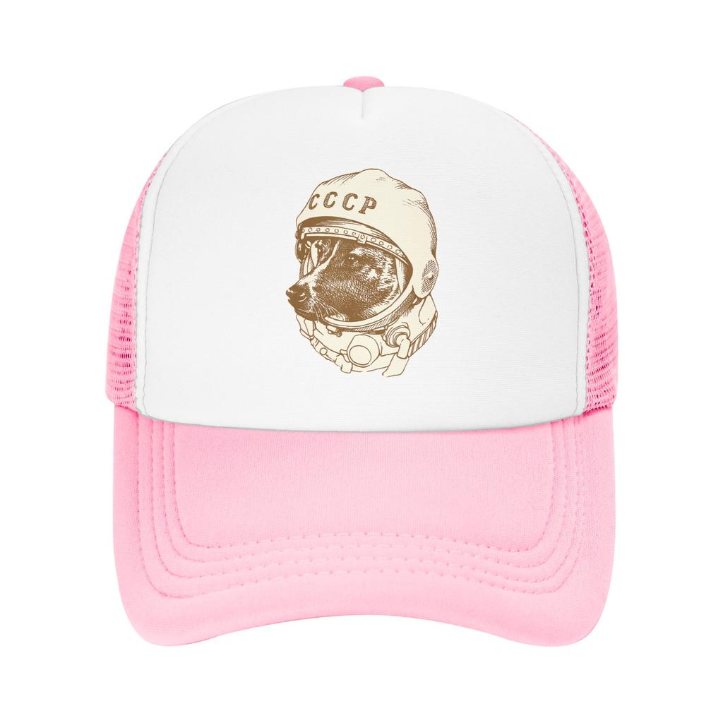Laika Dog Sputnik Space Dog Space Travel USSR CCCP Mesh Baseball Cap Adult Trucker Hat Dad Hat Breathable Summer Trucker Hats
