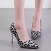 Летние новые европейские туфли-лодочки на высоком каблуке с леопардовым принтом, сексуальные, с острым носком, модные, на каждый день, женские туфли с мелким вырезом