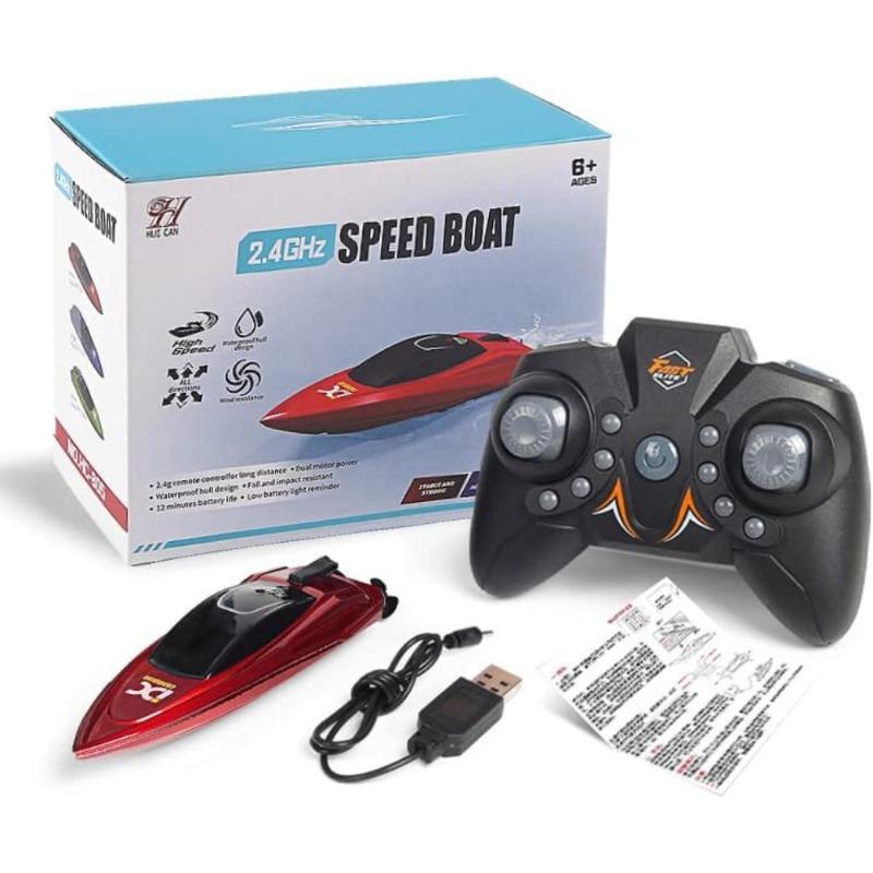 2.4GHz Mini Remote Control RC Boat, 360° Rotation Fast RC Boat Toy for Pools & Lakes, Battery Powered Pool Water Toy for Kid, Ideal Gift