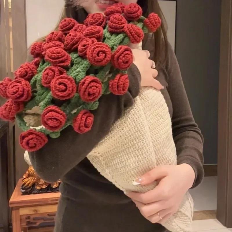 Готовый Букет-плед из Роз Цветы Розы Сделай сам Вязание крючком Стежок Пледы для Девочек Подарки на День Матери День Святого Валентина