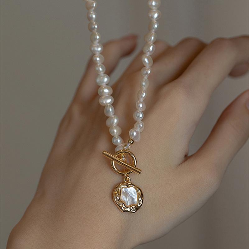 Высококачественный натуральный барочный пресноводный жемчуг, заполненное 14-каратным золотом женское подвесное ожерелье, в подарок на День святого Валентина