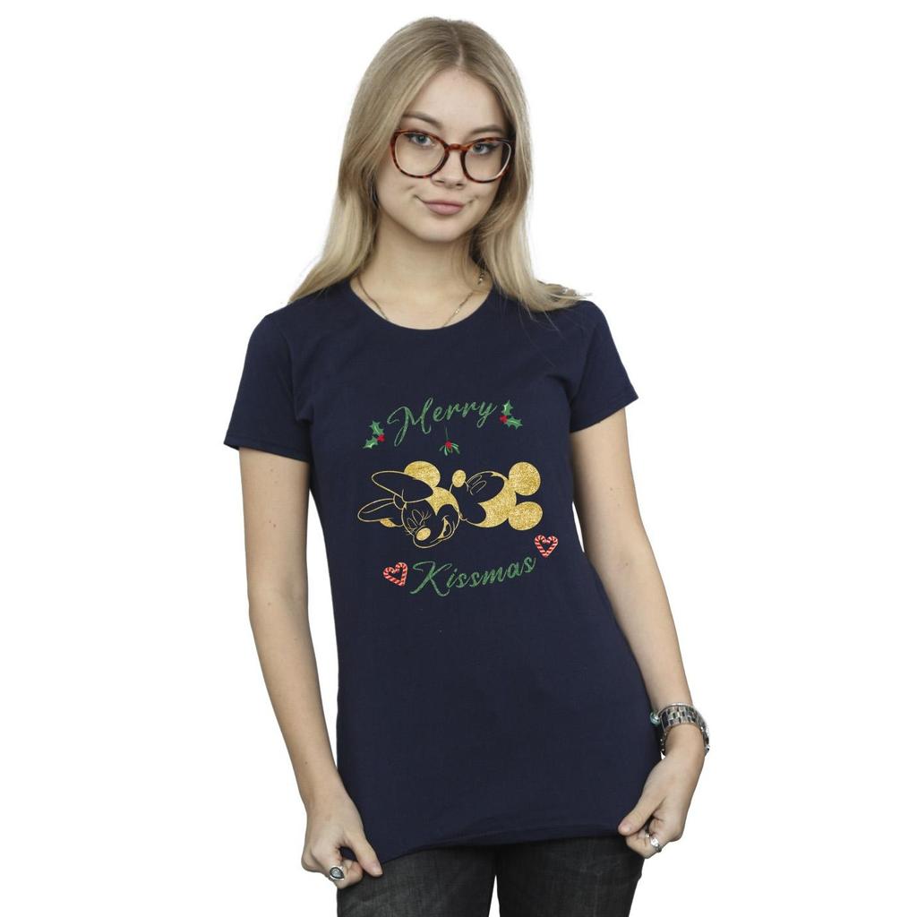 Disney Womens/Ladies Mickey Mouse Merry Kissmas Cotton T-Shirt